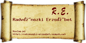 Radvánszki Erzsébet névjegykártya